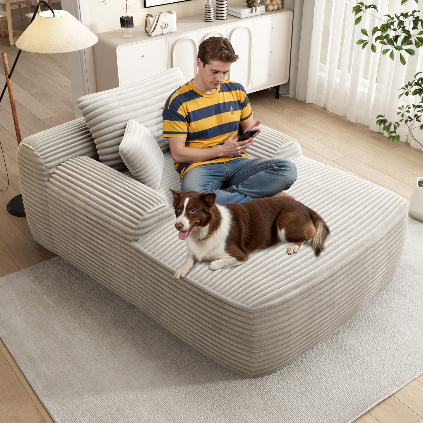 67" Single Chaise Lounge,White