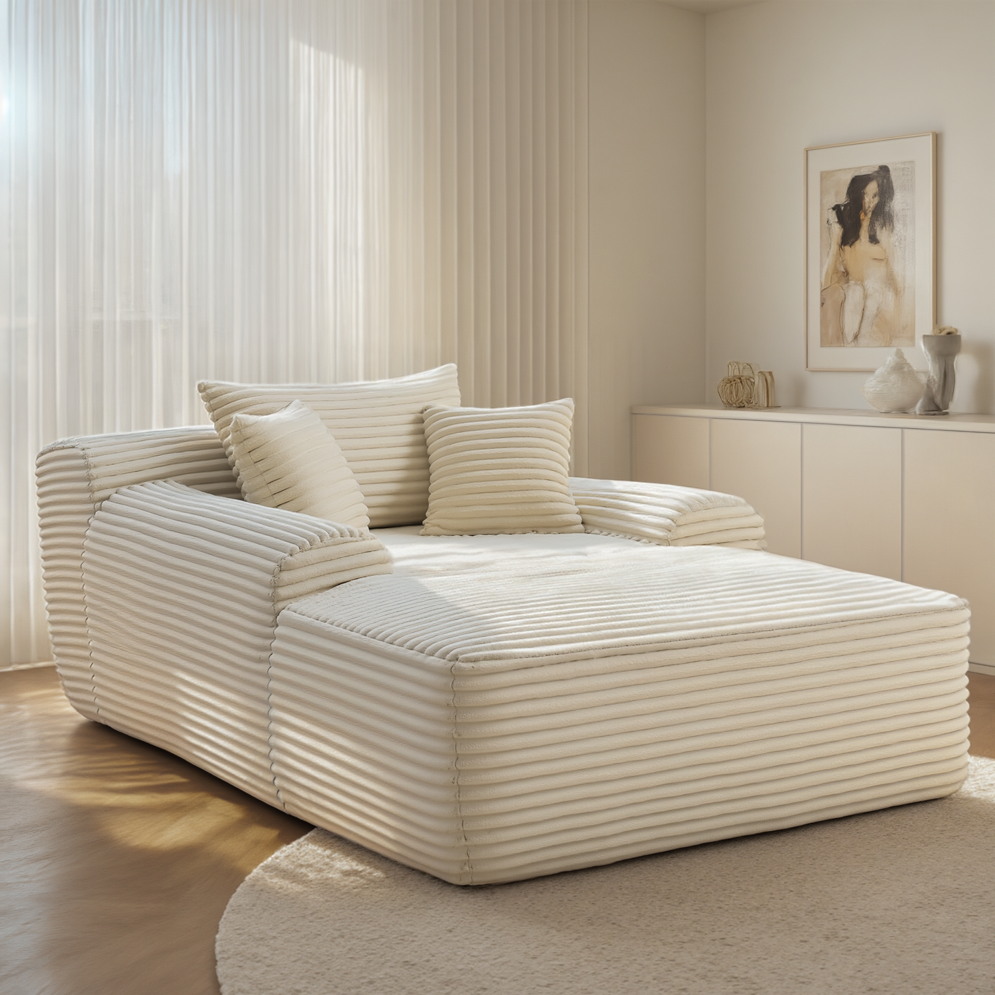 67" Single Chaise Lounge,White