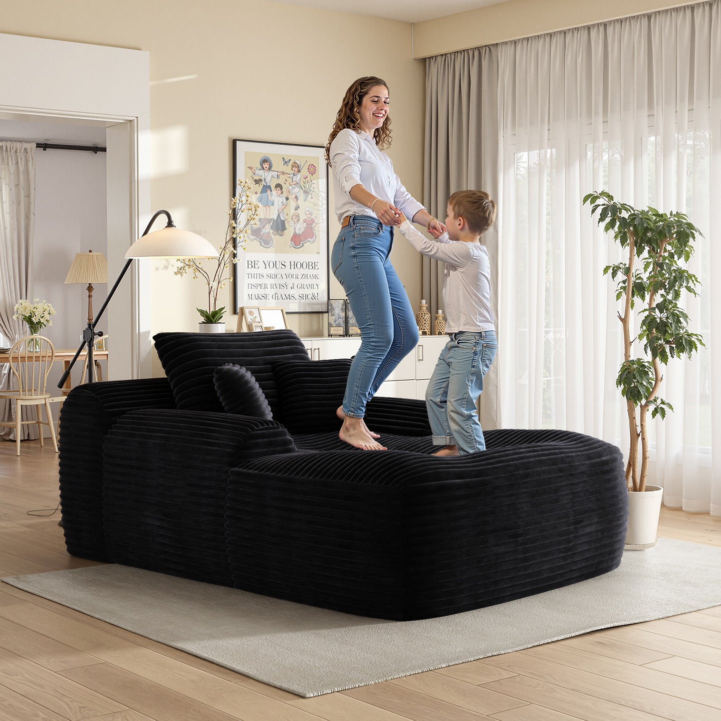 67" Single Chaise Lounge,Black