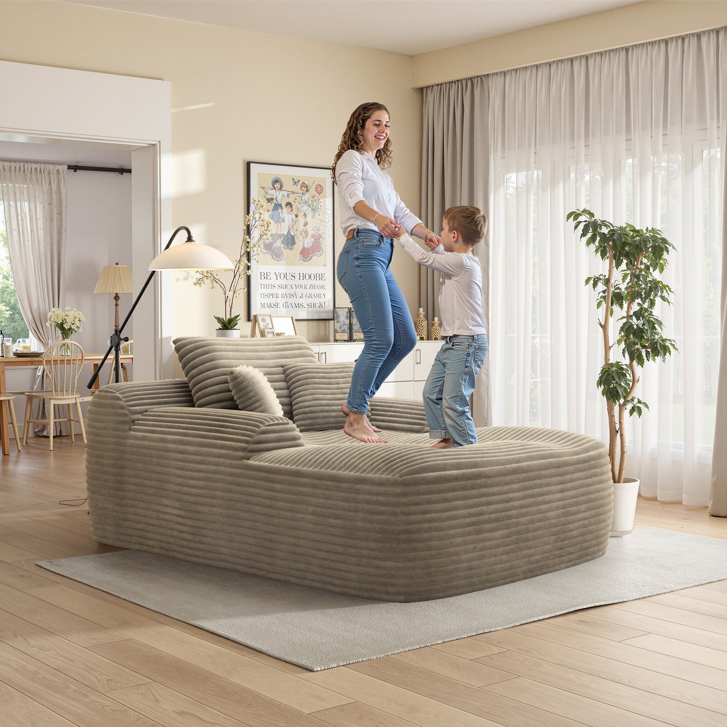 67" Single Chaise Lounge,Beige