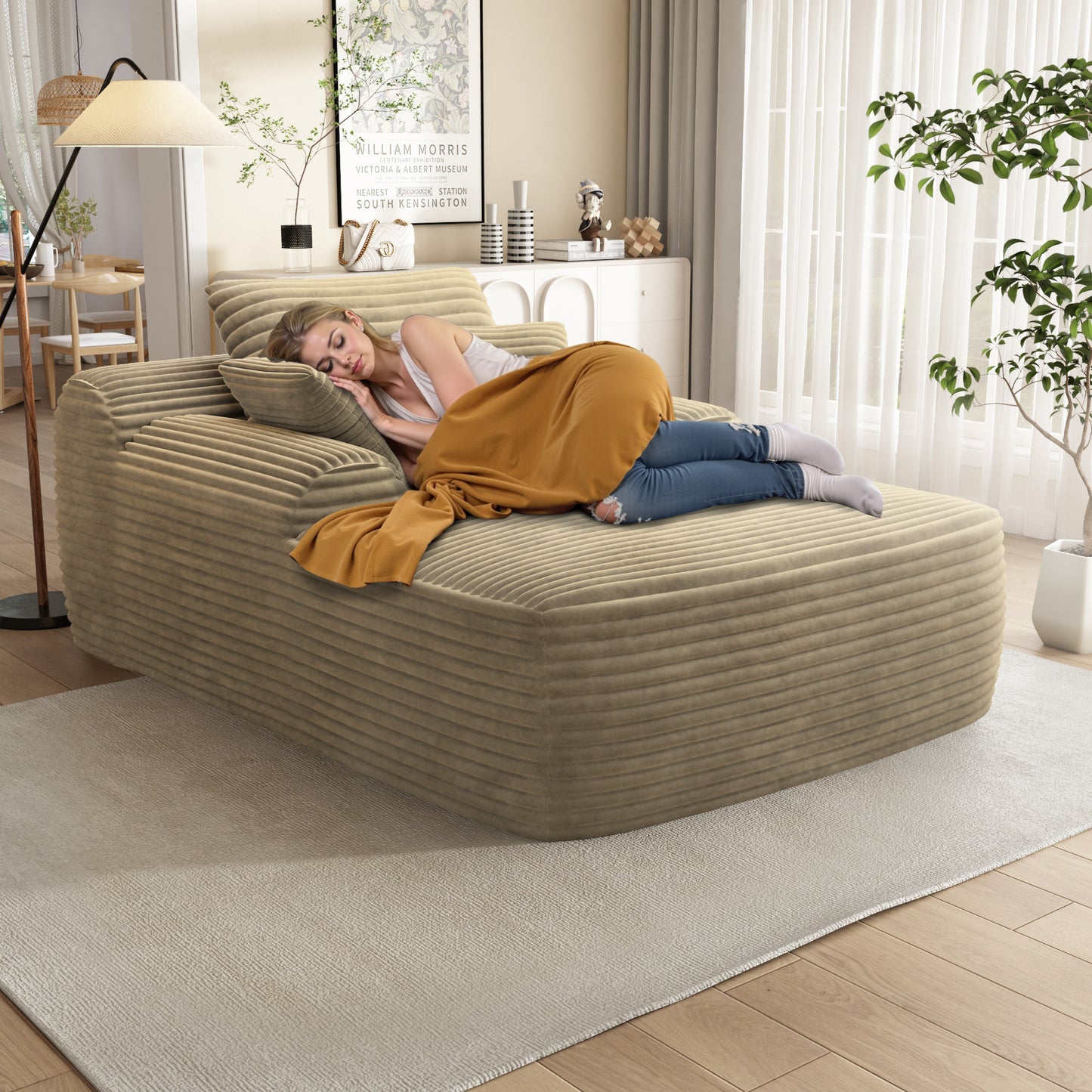 67" Single Chaise Lounge,Beige