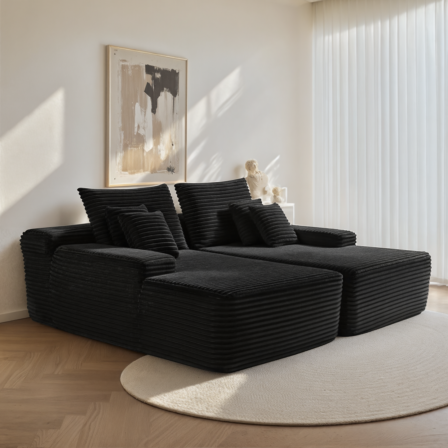 67" Double Chaise Lounge,Black