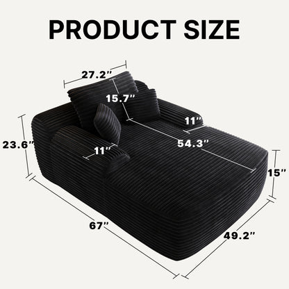 67" Single Chaise Lounge,Black