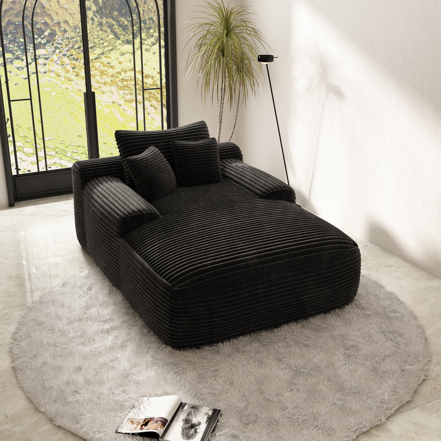 67" Single Chaise Lounge,Black