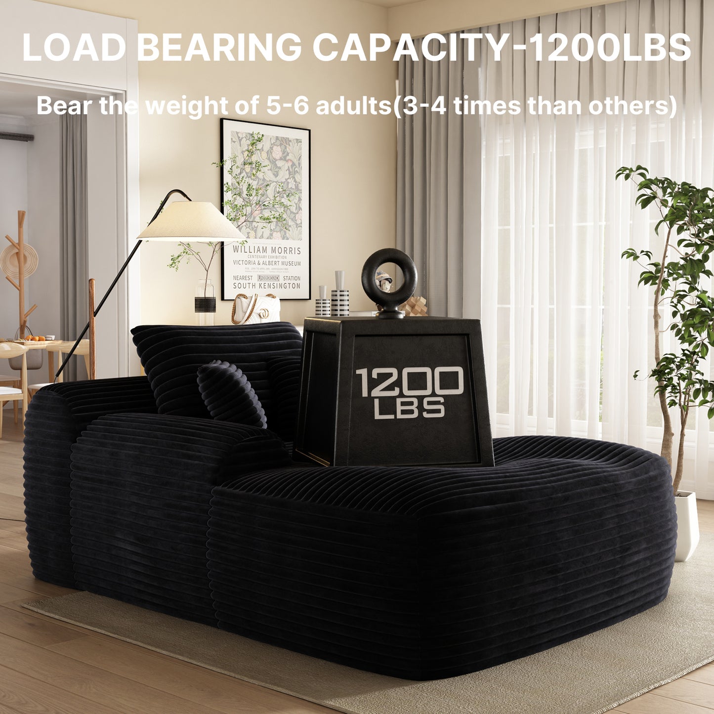 67" Single Chaise Lounge,Black